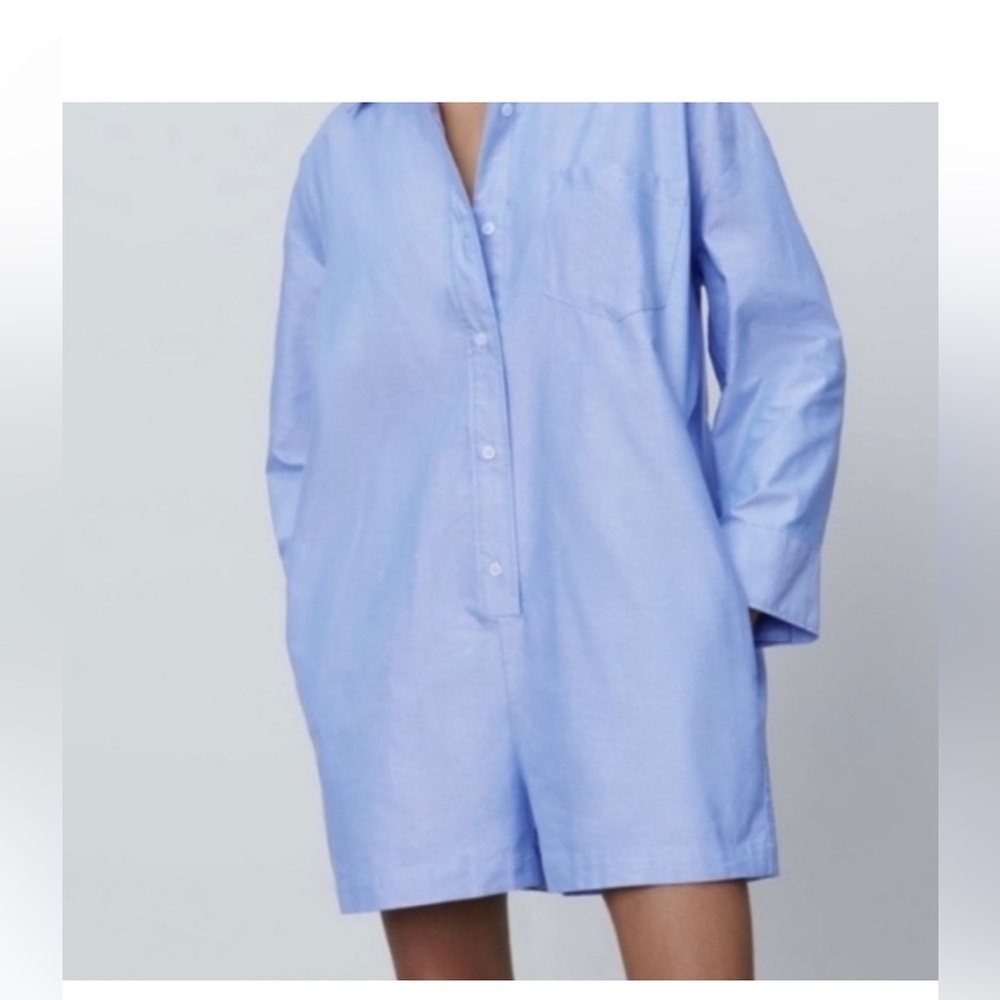 Zara Romper Beachy Jumper Jumpsuit Shorts Lagenlook Relaxed Oxford Academia